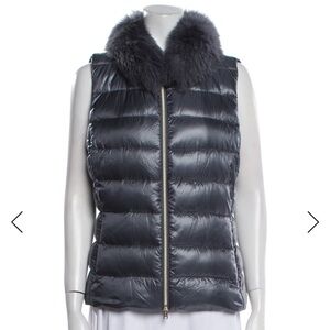 HERNO light blue down vest with fur collar